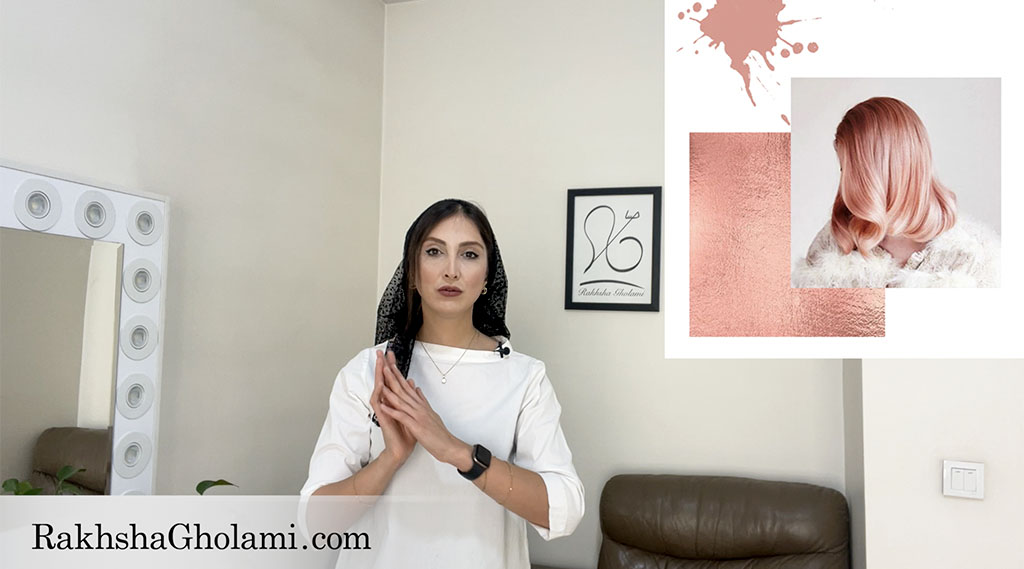 آموزش رنساژ گلبهی - رنگ رز گلد -رخشا غلامی - مدرس و متخصص سلامت و زیبایی مو